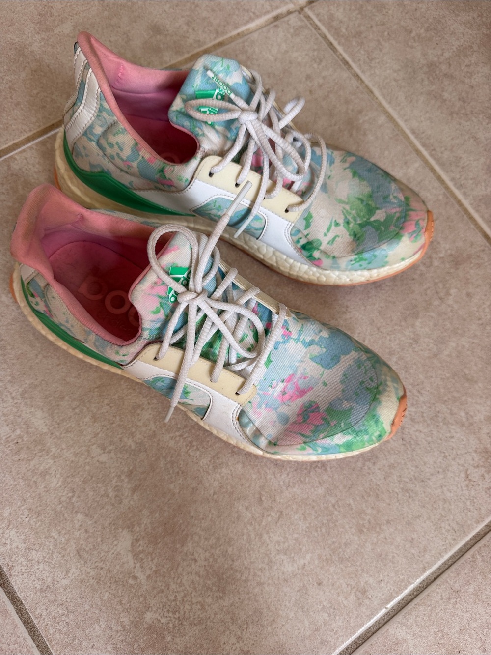 Adidas Floral Golf Sneakers with Pink Lining